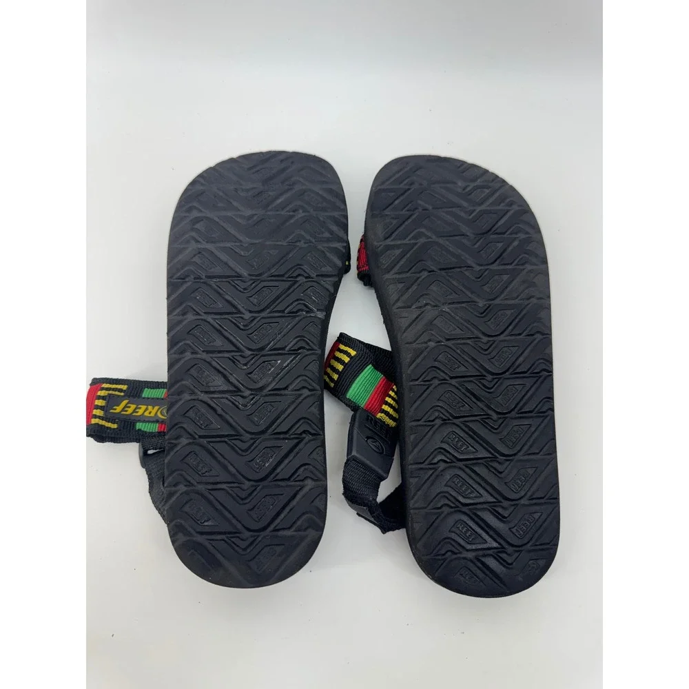 Reef Rasta Sandals Mens 8 Black Red Yellow Green